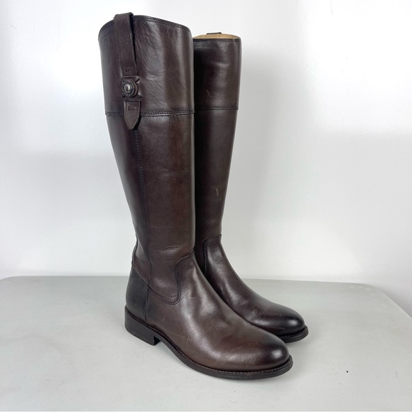 Frye Shoes - FRYE Jayden Button Tall Riding Boots Brown Leather Women's Size 8.5B